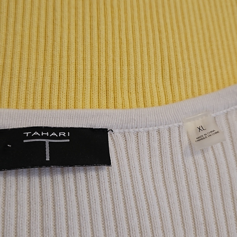 Tahari Ombre Ribbed Top, White, Sunny Yellow, XL - Picture 4 of 4